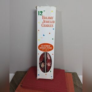 christmas candles, 1950s xmas decor, taper candles, Holiday Jeweled candles, NWB